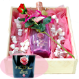 Wine gifts various drinks and chocolate - A delicious prosecco with 2 glasses, candy hearts and red rose