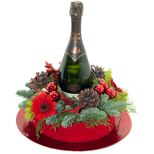 Rood Kerst Arrangement Met Bubbels huismerk kopen in de aanbieding