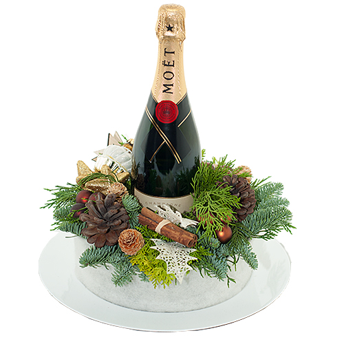 Witgoud Kerst Arrangement Champagne huismerk kopen in de aanbieding